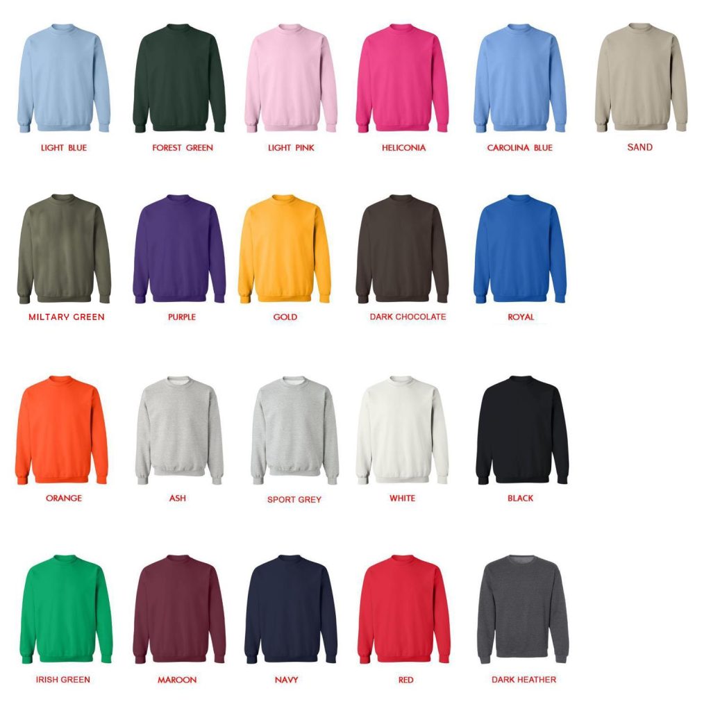 sweatshirt color chart - Flim Flam Merchandise