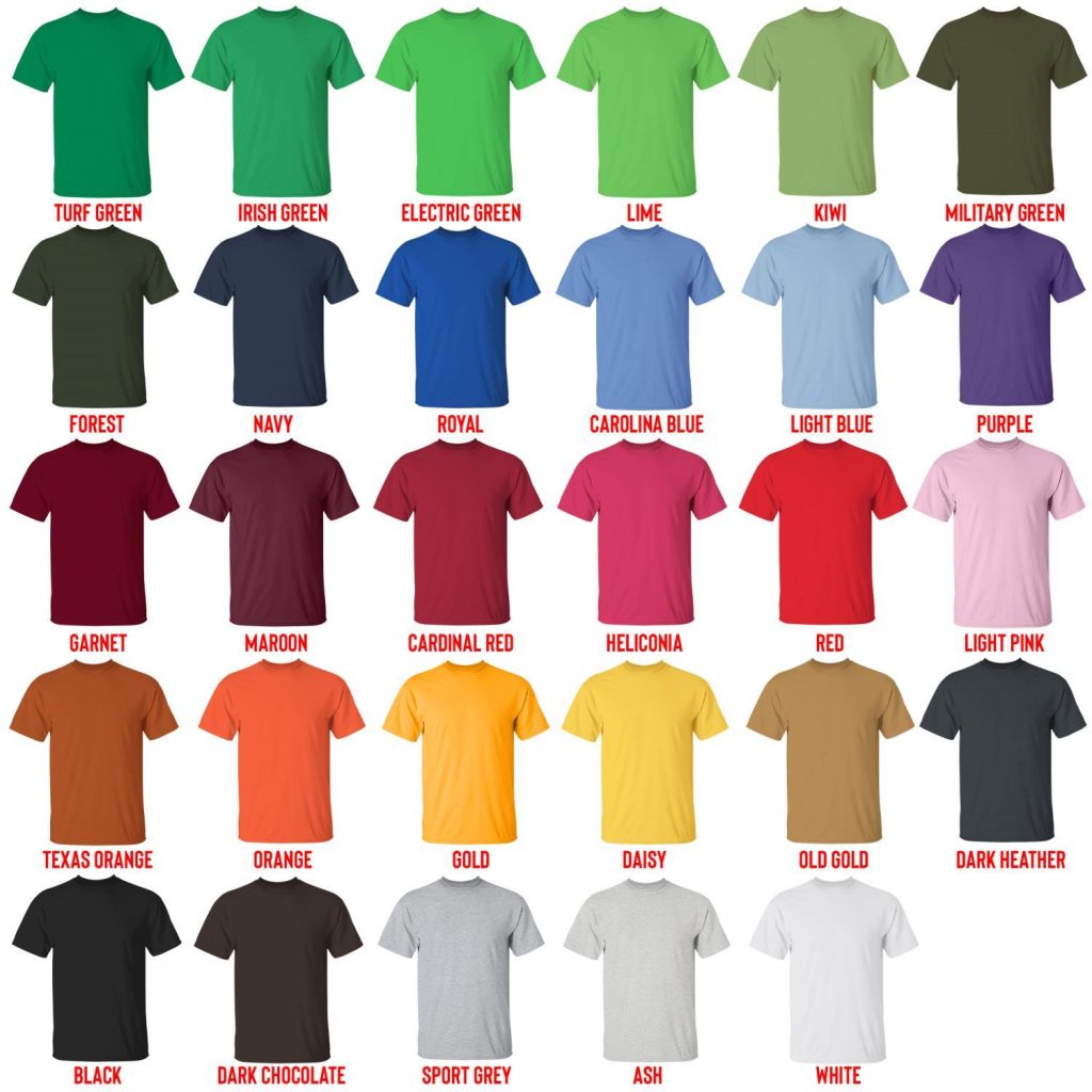 t shirt color chart - Flim Flam Merchandise