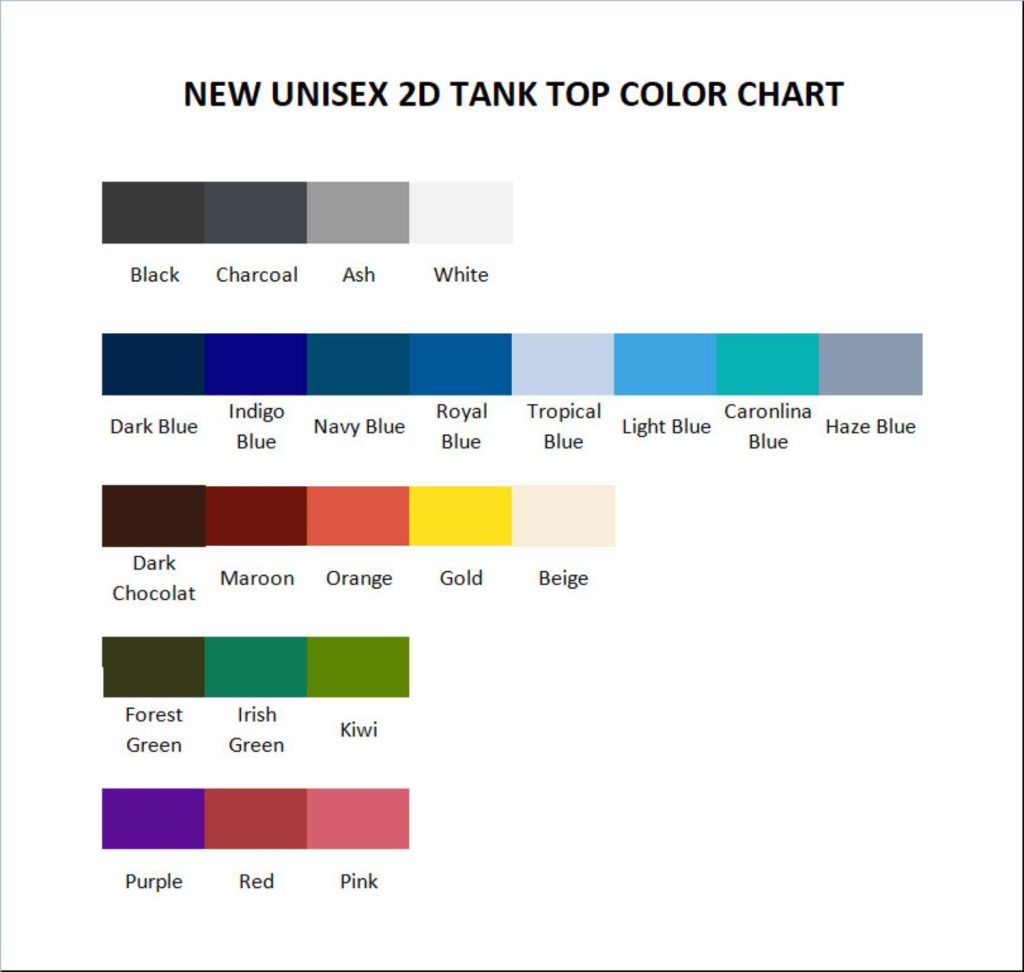 tank top color chart - Flim Flam Merchandise